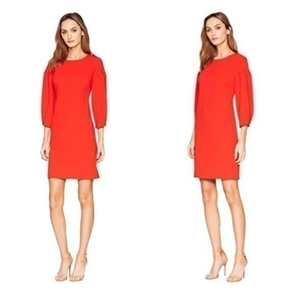 Vince Camuto Spectrum Red Bubble Sleeve Crepe dress S9
